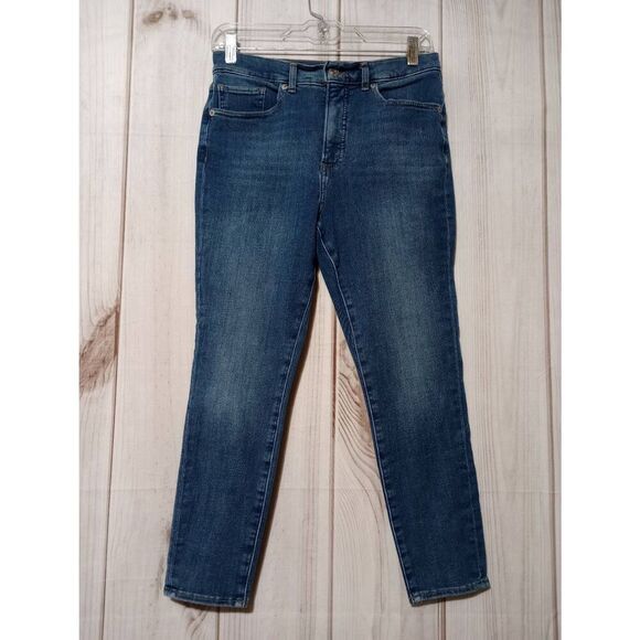 Express Jeans Ladies 6 Skinny High Rise Dark Wash 4 Way Stretch - Picture 1 of 8